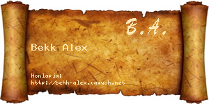 Bekk Alex névjegykártya
