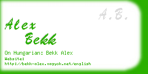 alex bekk business card